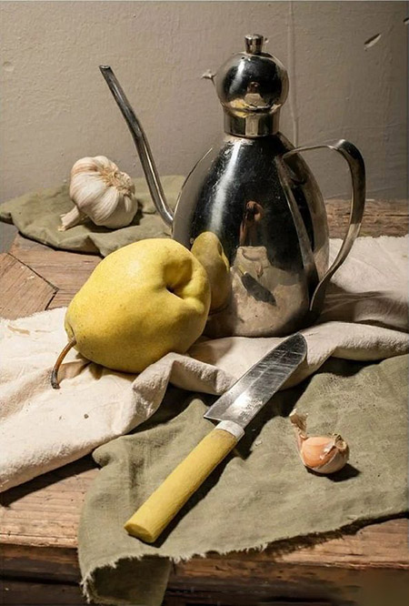 素描静物不锈钢壶水果刀步骤技术分析